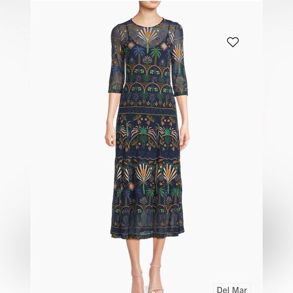 Nwt Johnny Was
Nova Paneled Midi-Dress Embroidered Del Mar Navy - Picture 1 of 11